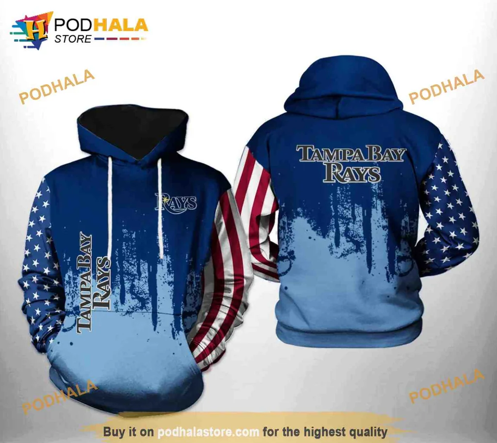 Patriotic Tampa Bay Rays 3d Hoodie With American Flag Design