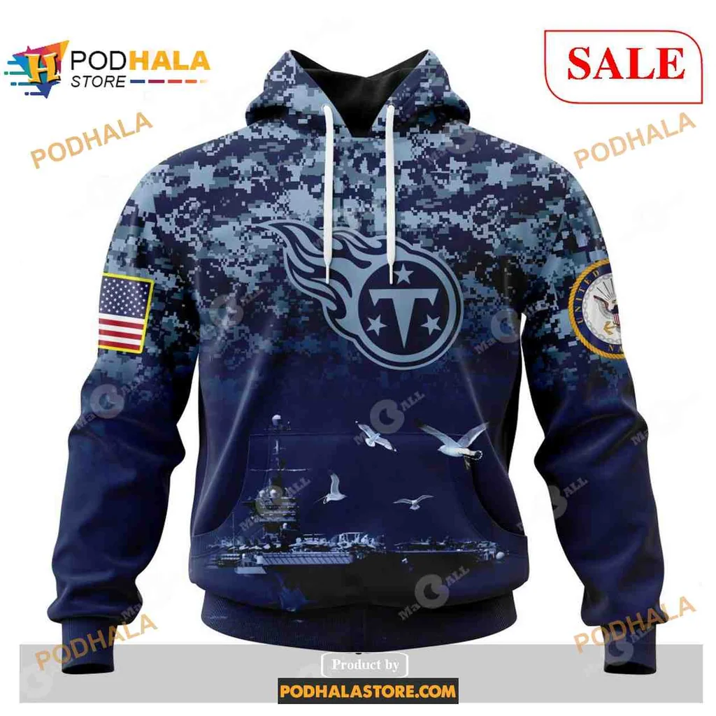 Patriotic Tennessee Titans 3d Hoodie With Navy Emblem And Camouflage Design