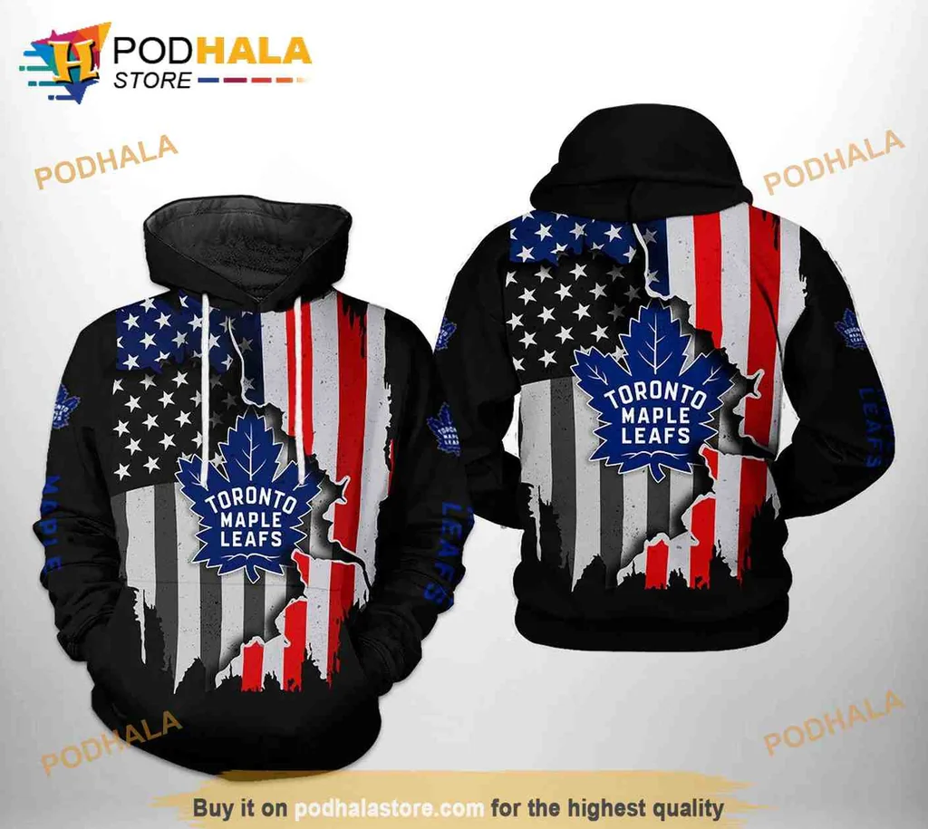 Proud Toronto Maple Leafs 3d Hoodie Featuring American Flag Design