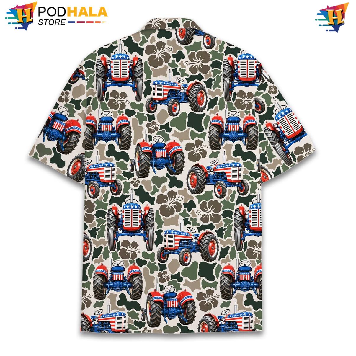 Patriotic Tractor Short-sleeve button-up shirt Mens Novelty Resort Cruise Button Down Outfit Patriotic Tractor Short-sleeve button-up shirt Mens Novelty Resort Cruise Button Down Outfit