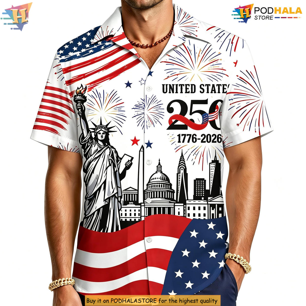 Patriotic USA 250th Anniversary Hawaiian Shirt 2026 Independence Fan Apparel