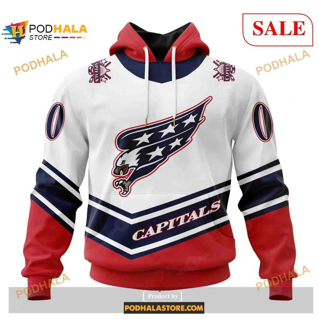 Patriotic Washington Capitals Eagle Hoodie, Retro Design With Stars And Stripes