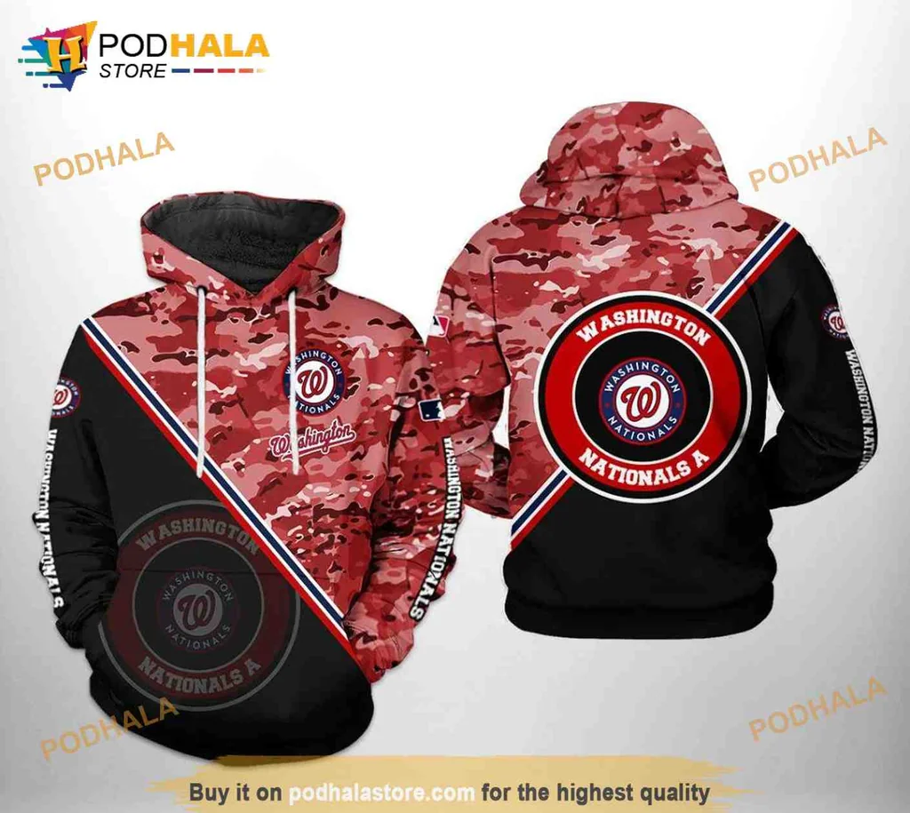 Patriotic Washington Nationals 3d Hoodie With Camo Design And Team Logo