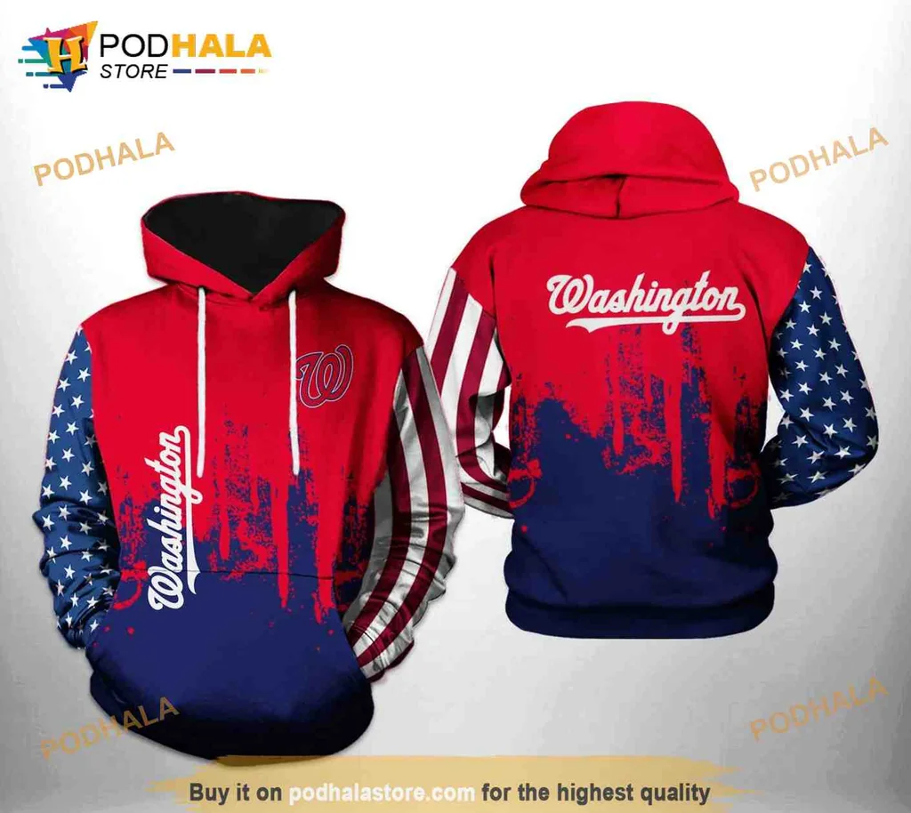 Patriotic Washington Nationals 3d Hoodie With Stars And Stripes Design