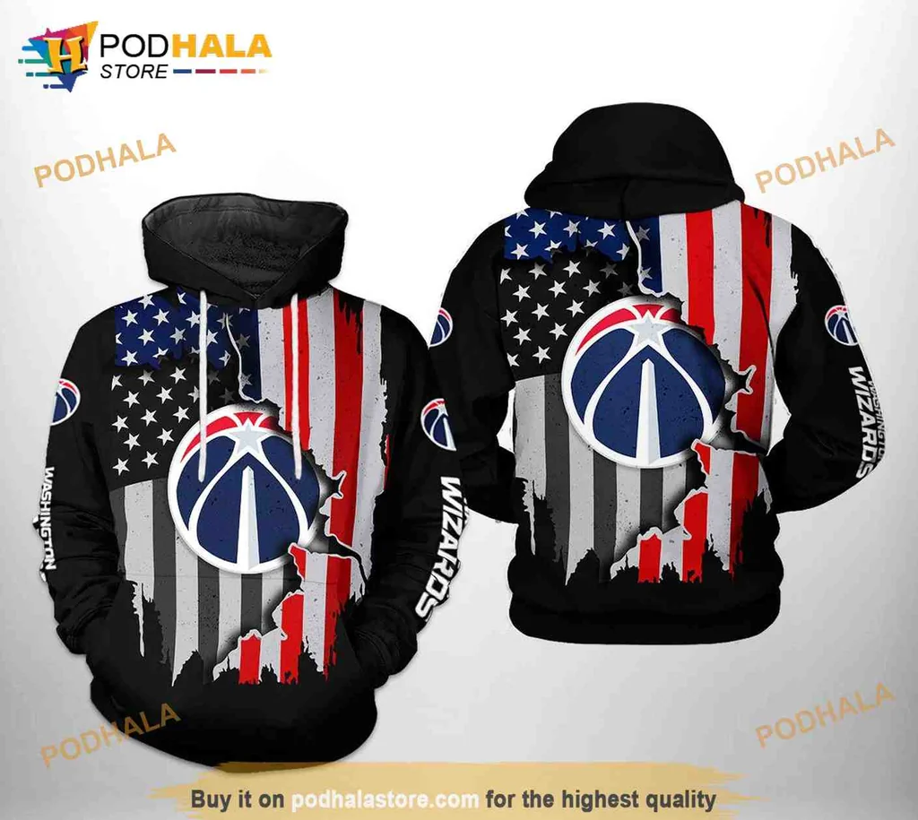 Patriotic Washington Wizards 3d Hoodie With American Flag Design