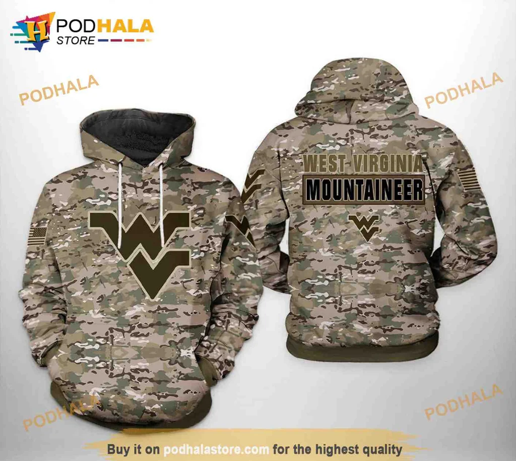Patriotic West Virginia Mountaineer 3d Hoodie With Camo Design For Sports Fans