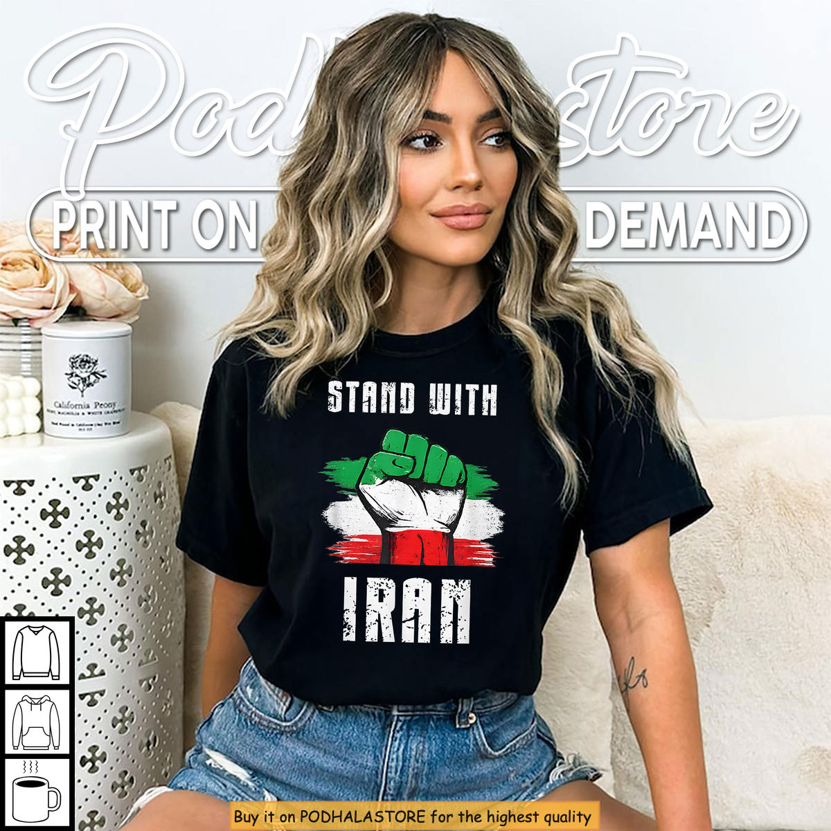 Peace Dove Persia Graphic Stand with Iran Retro Shirt Vintage Style Tee