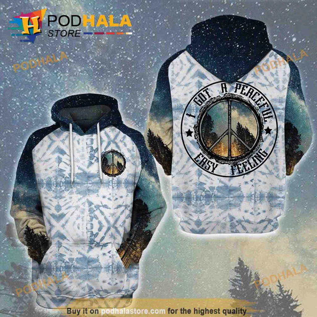 Peaceful Easy Feeling 3d Hoodie With Tie Dye Design