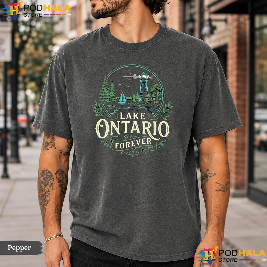 Peaceful Lighthouse Lake Ontario Comfort Colors T-Shirt Vintage Sailboat