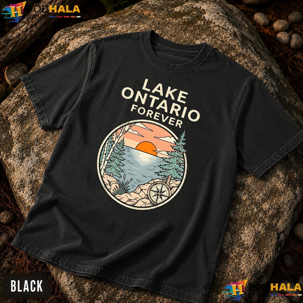 Peaceful Sunset Lake Ontario Comfort Colors T-Shirt Retro Great Lakes