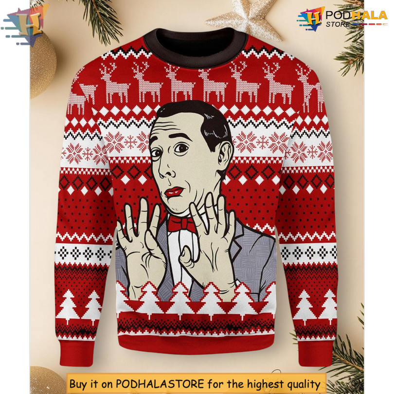Pee Wee Herman Funny Character Pop Culture Classic Xmas Holiday Sweater Pee Wee Herman Funny Character Pop Culture Classic Xmas Holiday Sweater