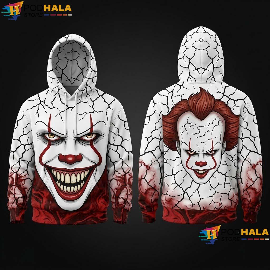 Pennywise Halloween 3D Printed Hoodie Stephen King Spooky Casual Apparel