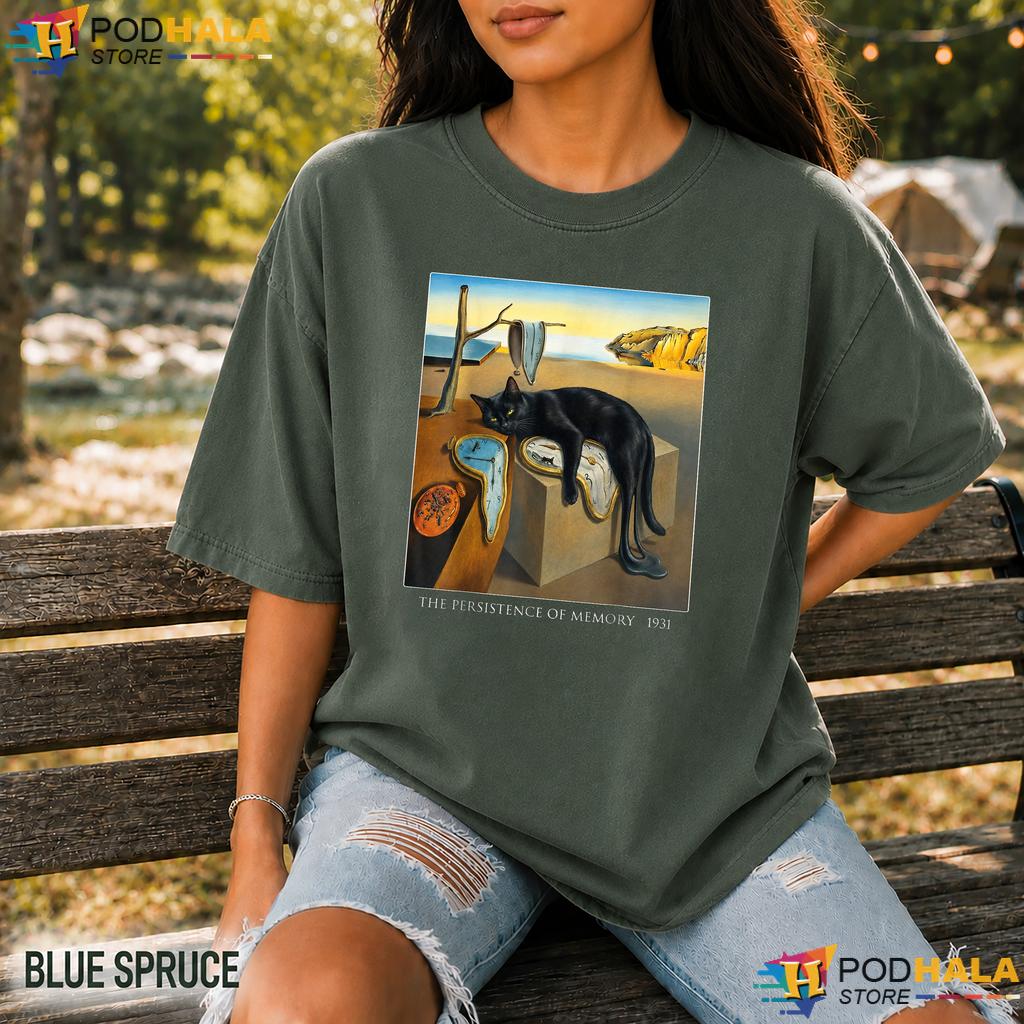 Persistence Of Memory Comfort Colors Shirt Black Cat Melting Clock Art Persistence Of Memory Comfort Colors Shirt Black Cat Melting Clock Art