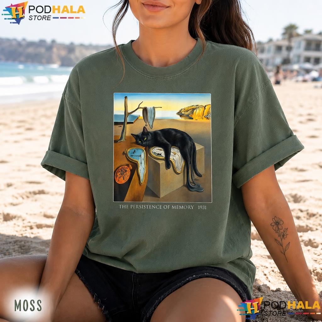 Persistence Of Memory Comfort Colors Tee Black Cat Melting Clock Art Persistence Of Memory Comfort Colors Tee Black Cat Melting Clock Art