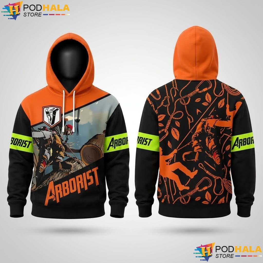 Personalized Arborist 3D Hoodie Certified Mens Fleece Pullover Gift