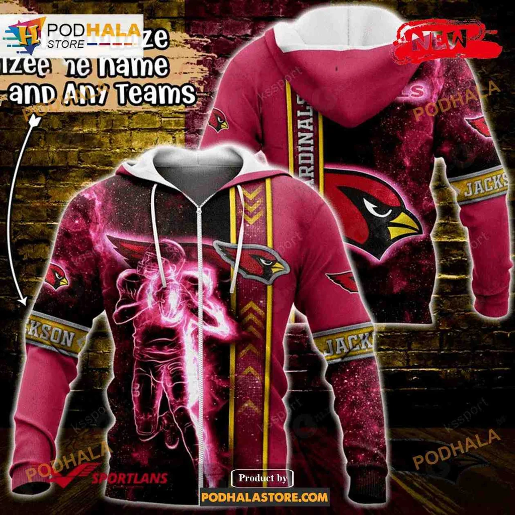 Personalized Arizona Cardinals 3d Hoodie With Vibrant Football Player Design