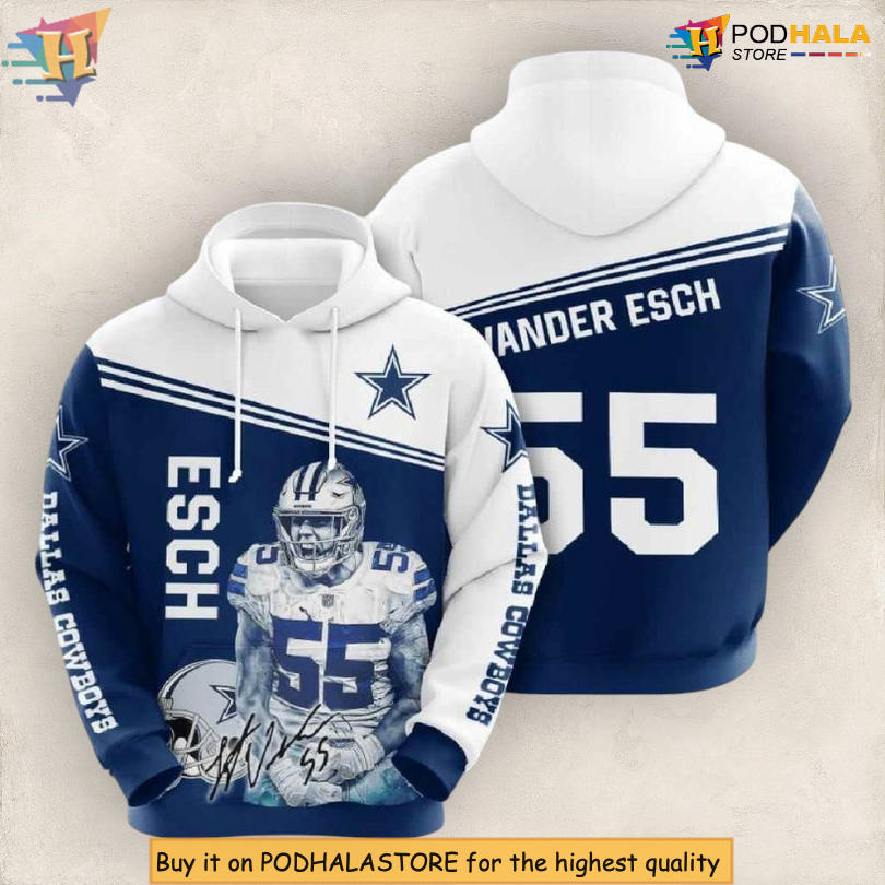 Personalized Dallas Cowboys Hoodie Vander Esch 55 3D NFL Zip Up