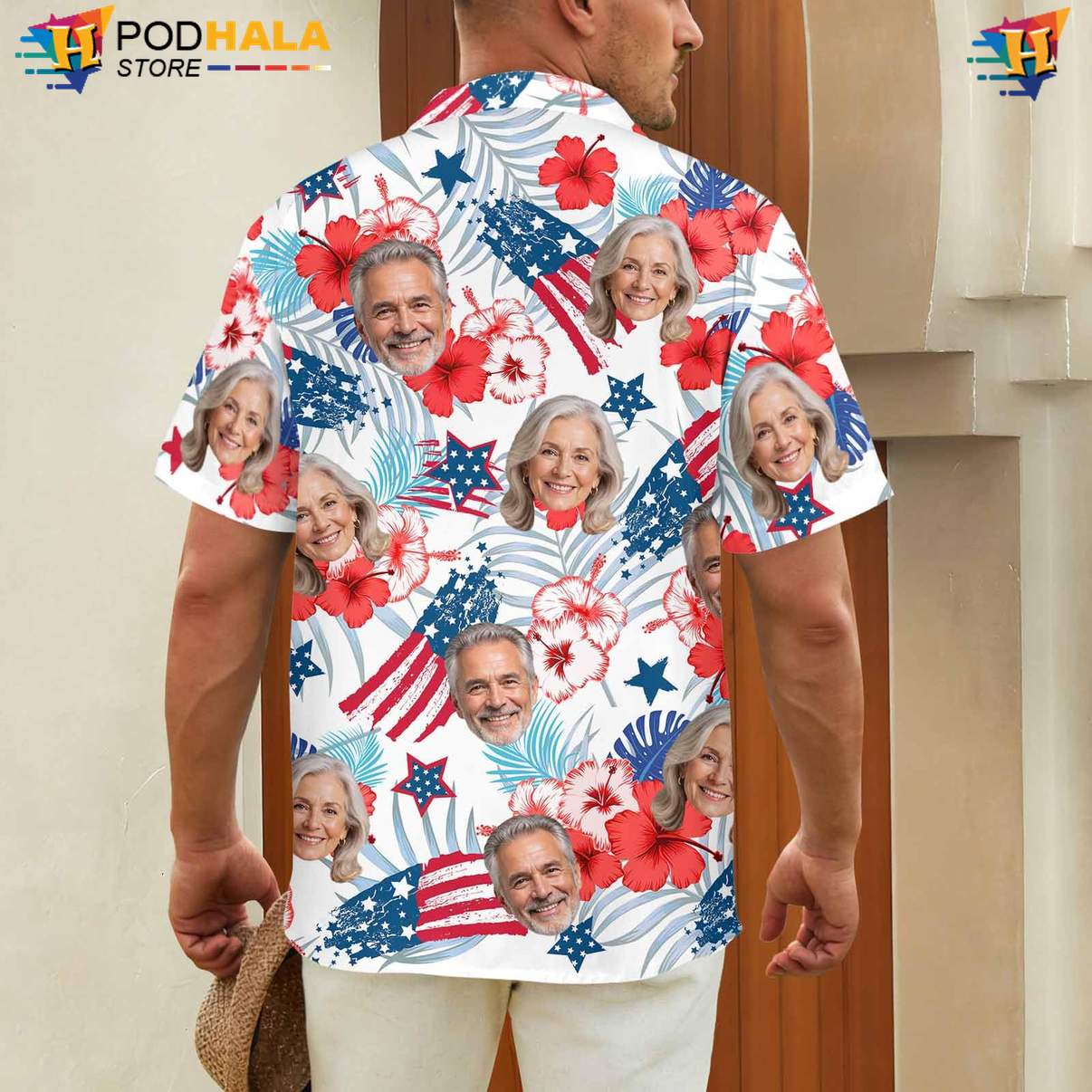 Personalized Flag Tropical Shirt Custom Photo Faces Fourth Of July Holiday Gear Personalized Flag Tropical Shirt Custom Photo Faces Fourth Of July Holiday Gear