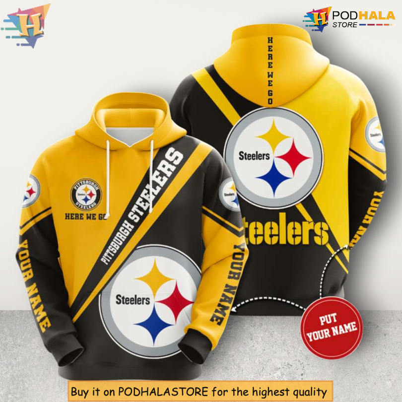 Personalized Pittsburgh Steelers Hoodie, Custom Name 3D Football Team Design