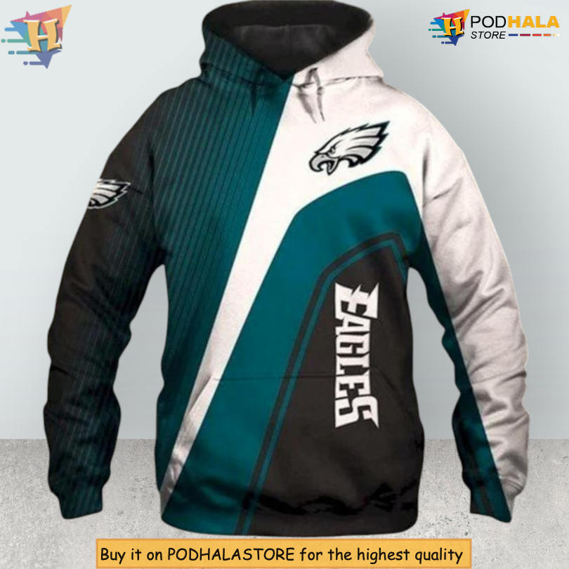 Philadelphia Eagles Mens Hoodies NFL Logo Diagonal Stripes 3D Print