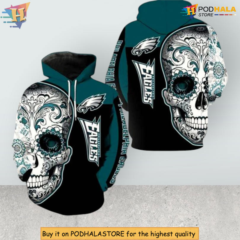 Philadelphia Eagles Vintage Hoodie Skull 3D Printed Graphic Edition