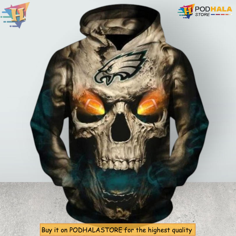 Philadelphia Eagles Womens Hoodie Skull Fan Edition 3D Hoodie