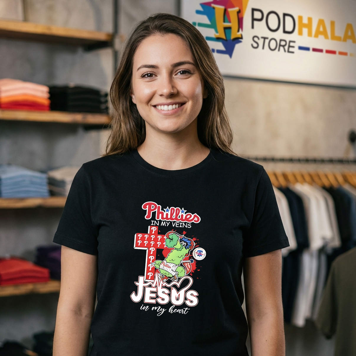 Philadelphia Phillies Mascot Jesus Shirt 2026 In My Veins In My Heart Fan