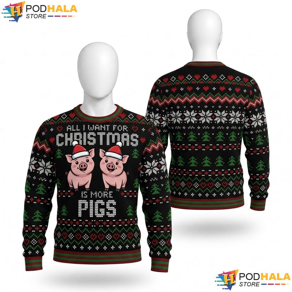 Pig Farm Animal Ugly Xmas Sweater Funny Farmer Holiday Mens Apparel