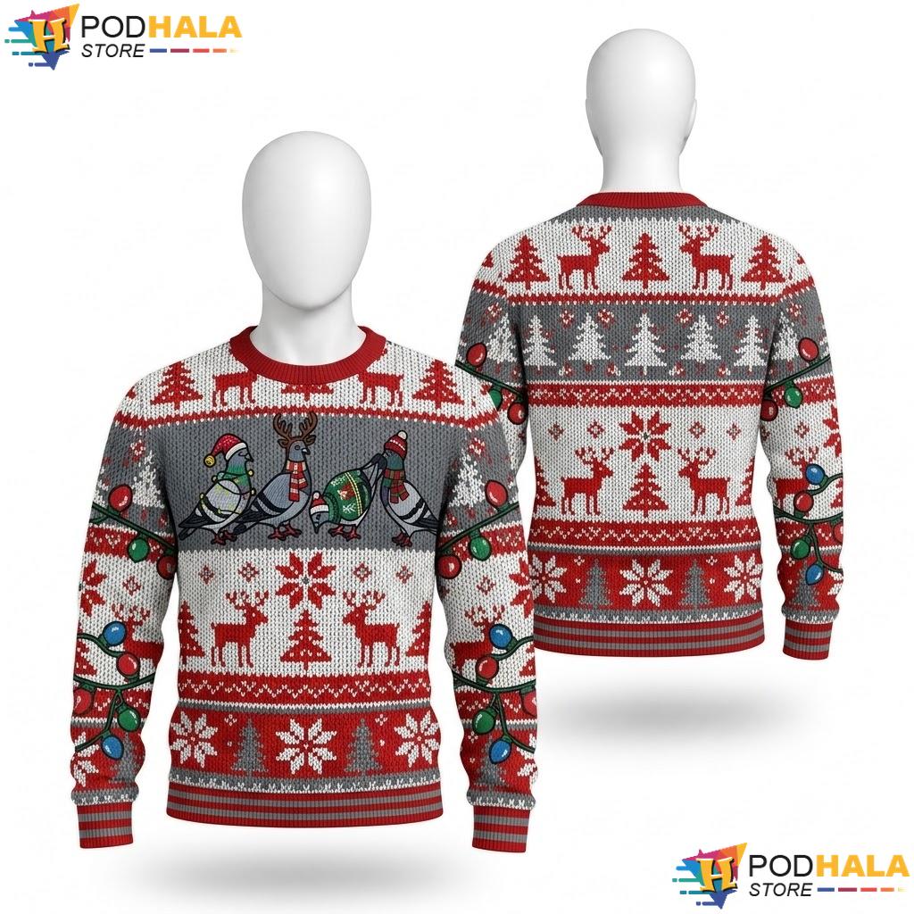 Pigeon Funny Bird Ugly Christmas Sweater Holiday Pullover Mens Top