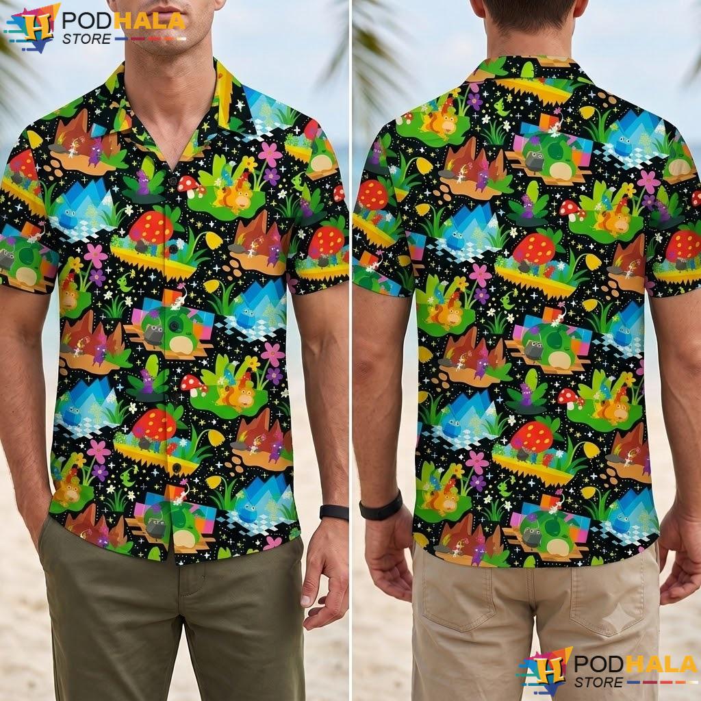 Pikmin Forest Adventure Aloha Shirt Tropical Summer Beach Outfit Top Pikmin Forest Adventure Aloha Shirt Tropical Summer Beach Outfit Top
