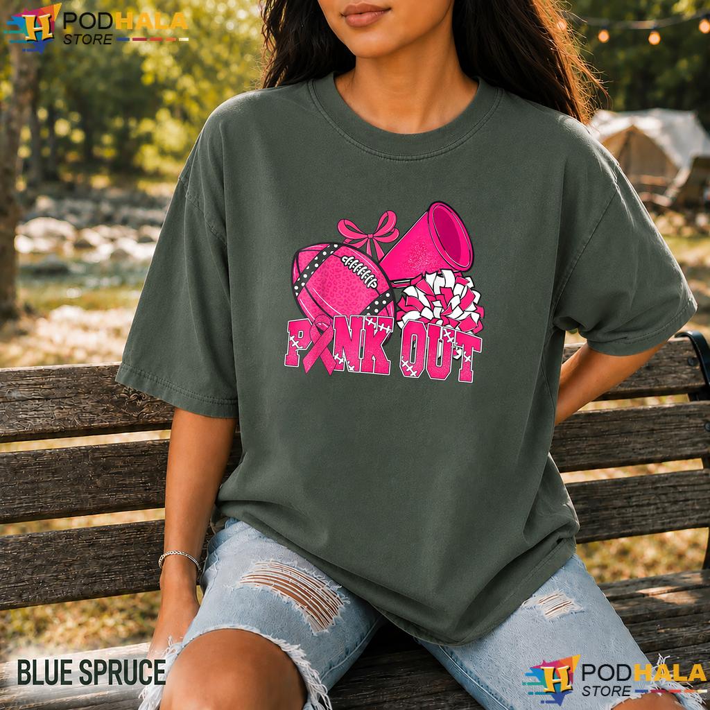 Pink Bow Cheer Football Comfort Colors Shirt Breast Cancer Awareness Pink Bow Cheer Football Comfort Colors Shirt Breast Cancer Awareness
