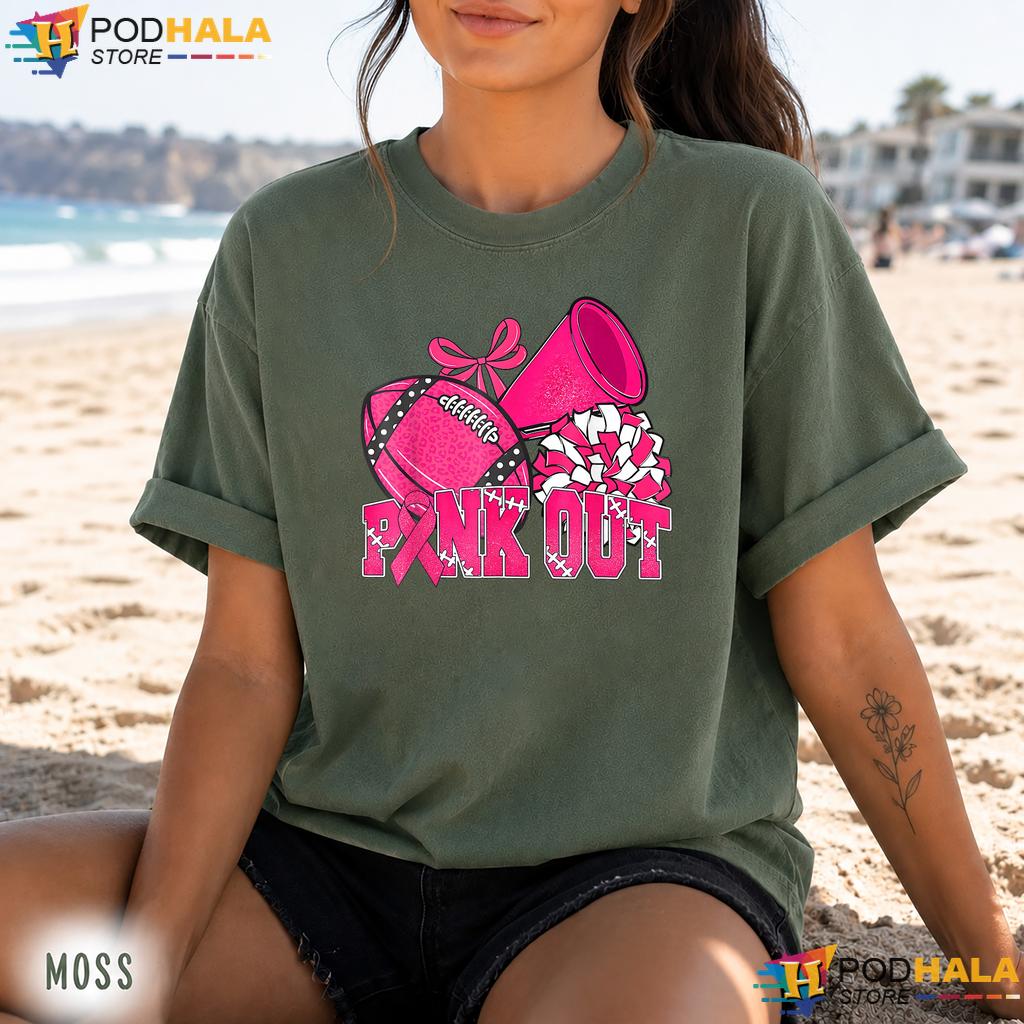 Pink Bow Cheer Football Comfort Colors Tee Breast Cancer Awareness Pink Bow Cheer Football Comfort Colors Tee Breast Cancer Awareness