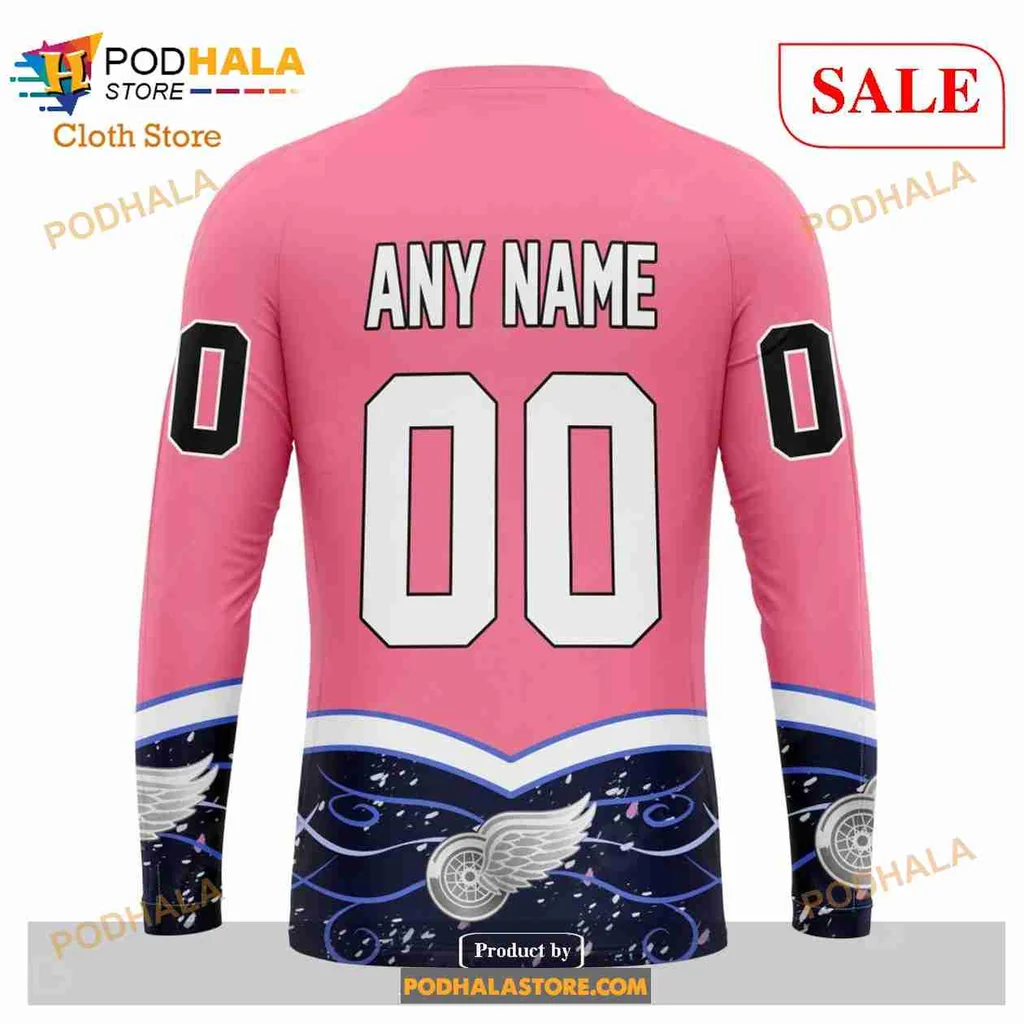 Pink Detroit Red Wings 3d Hoodie With Cancer Awareness Design - Product View 5 Pink Detroit Red Wings 3d Hoodie With Cancer Awareness Design - Product View 5