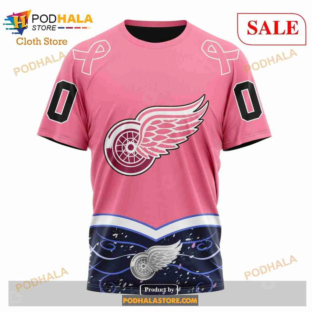 Pink Detroit Red Wings 3d Hoodie With Cancer Awareness Design - Product View 6 Pink Detroit Red Wings 3d Hoodie With Cancer Awareness Design - Product View 6