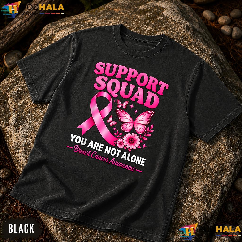 Pink Flowers Support Squad Comfort Colors Shirt Breast Cancer Women