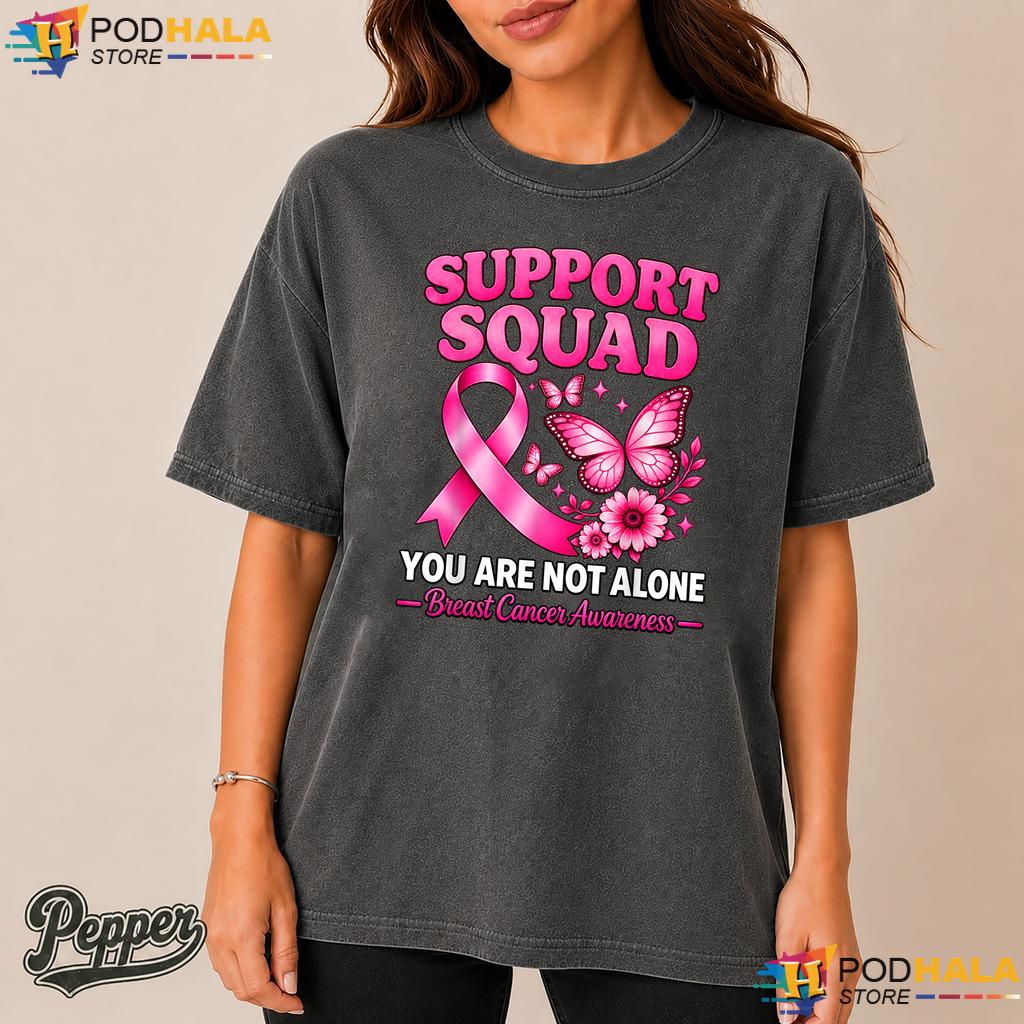 Pink Flowers Support Squad Comfort Colors Tshirt Breast Cancer Women Pink Flowers Support Squad Comfort Colors Tshirt Breast Cancer Women