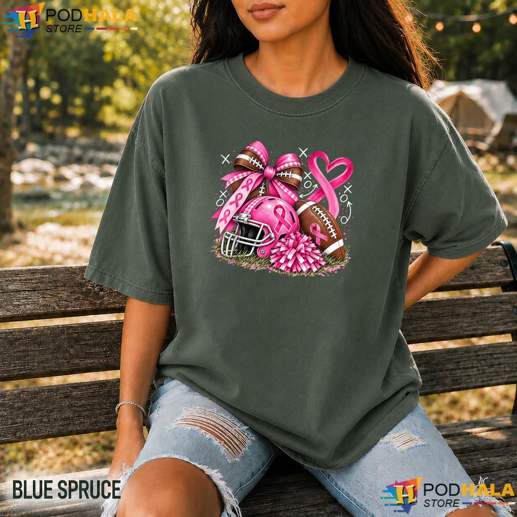Pink Football Mens Womens Comfort Colors Shirt Breast Cancer Kid