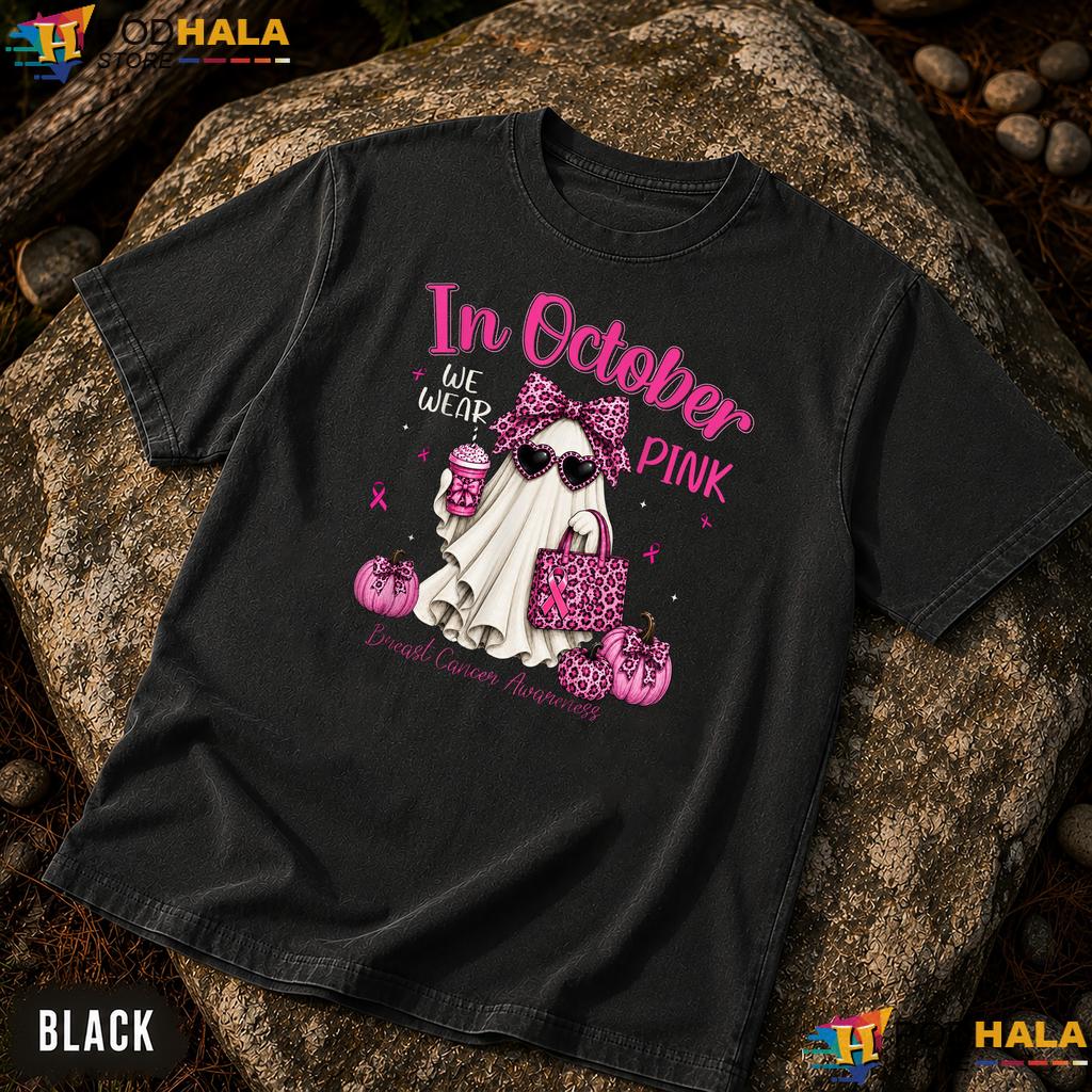 Pink Leopard Ghost Breast Comfort Colors TShirt Cancer Awareness Women