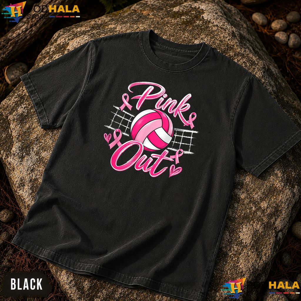 Pink Out Volleyball Women Comfort Colors Tee Breast Cancer Awareness