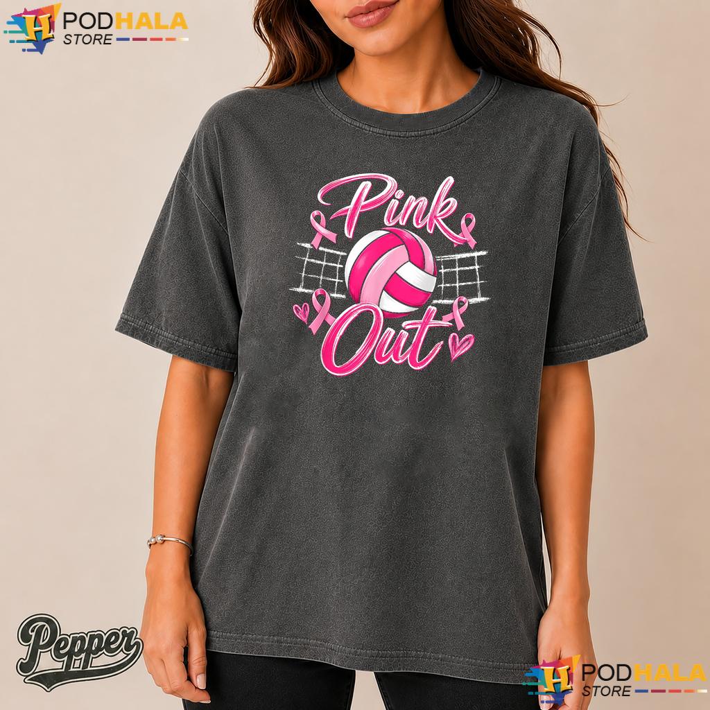 Pink Out Volleyball Women Comfort Colors T-Shirt Breast Cancer Awareness Pink Out Volleyball Women Comfort Colors T-Shirt Breast Cancer Awareness