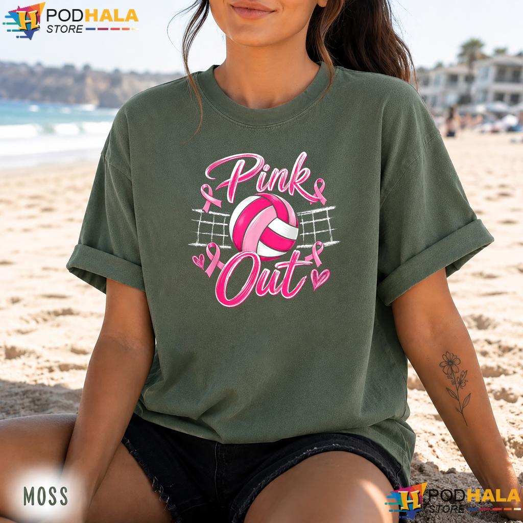 Pink Out Volleyball Women Comfort Colors Tshirt Breast Cancer Awareness Pink Out Volleyball Women Comfort Colors Tshirt Breast Cancer Awareness