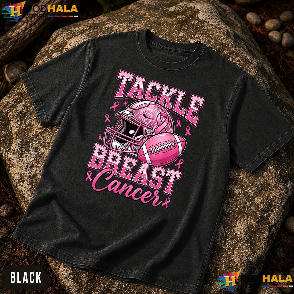 Pink Ribbon American Football Comfort Colors Tee Tackle Breast Cancer
