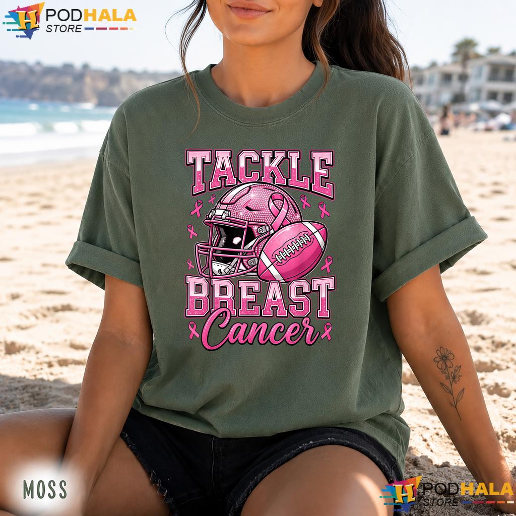 Pink Ribbon American Football Comfort Colors Tshirt Tackle Breast Cancer Pink Ribbon American Football Comfort Colors Tshirt Tackle Breast Cancer