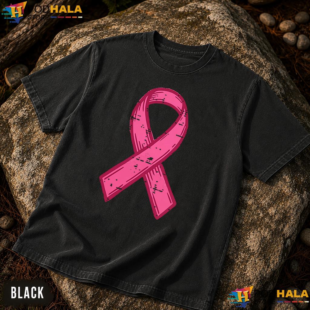 Pink Ribbon Pocket Awareness Comfort Colors TShirt Mens Womens Kids