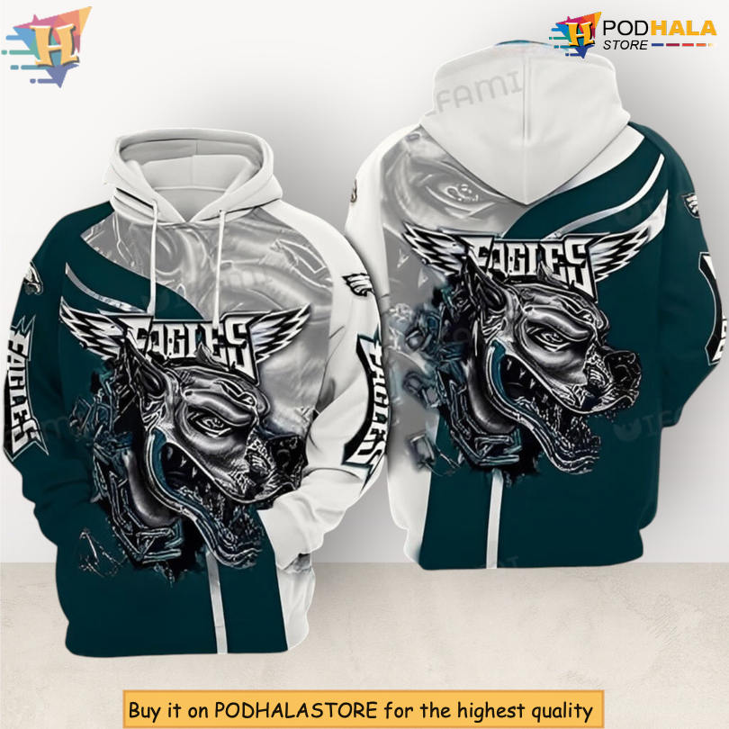 Pitbull Head Edition Mens Philadelphia Eagles Hoodie Unique 3D Design Pitbull Head Edition Mens Philadelphia Eagles Hoodie Unique 3D Design