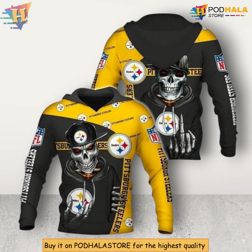 Pittsburgh Steelers Hoodie 3D Hip Hop Skull Streetwear NFL Print Design
