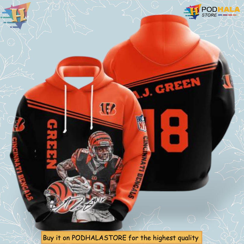 Player Tribute Green #18 Cincinnati Bengals Personalized 3D Hoodie Sport Design