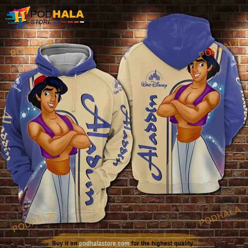 Playful Aladdin Cartoon 3d Hoodie Featuring Magical Design And Vibrant Colors