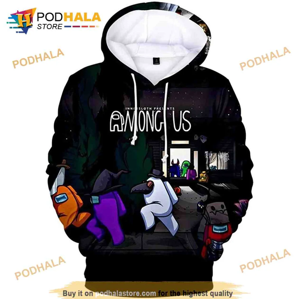 Playful Among Us Crewmates 3d Hoodie Featuring Vibrant Gaming Design