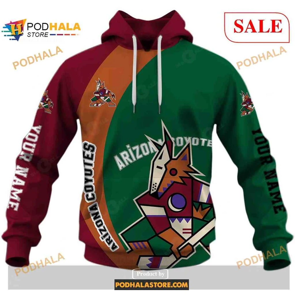 Playful Arizona Coyotes 3d Hoodie With Cartoon Coyote Design